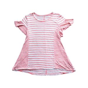 Stripped Peach Pink and White Flowy Shirt